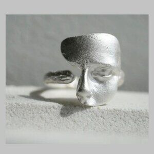 Phantom’s Whisper Ring – Avant-Garde Statement Ring, Adjustable Silver Tone Band